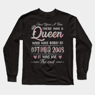 Girls 17th Birthday Queen September 2003 17 Years Old Long Sleeve T-Shirt